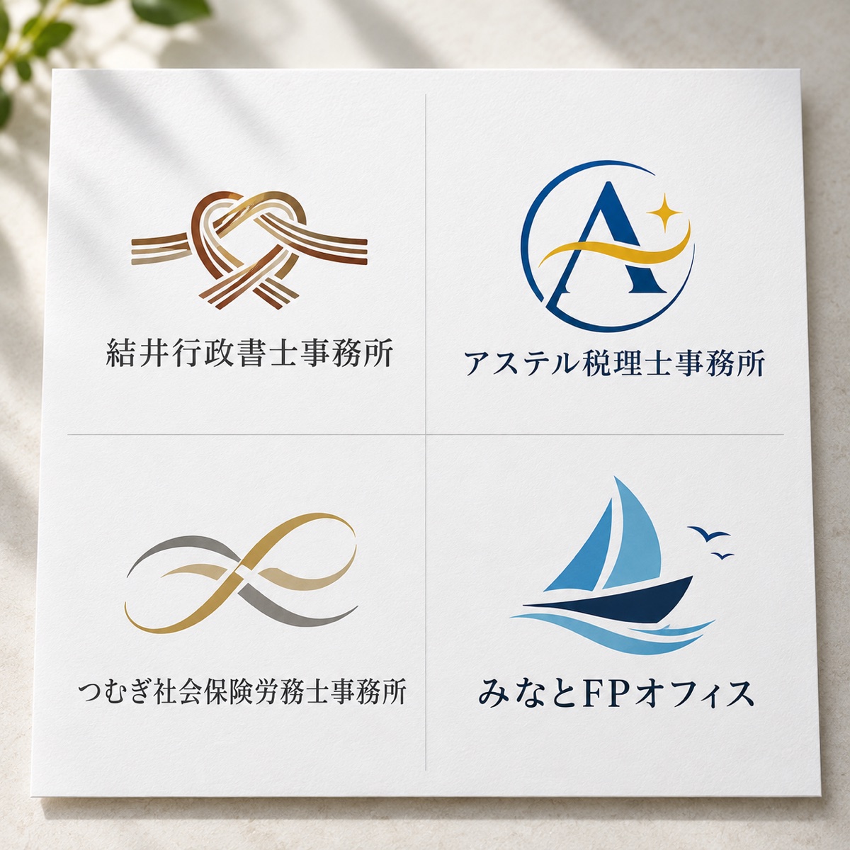 ロゴの制作例（架空の事務所）：行政書士・税理士・社労士・FP